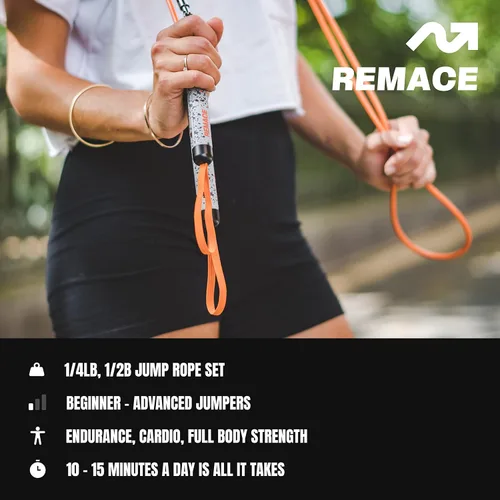 Miniatura 4 de Juego de cuerdas de saltar con peso de nivel 1 (1/4 libras, 1/2 libras) para fitness, ejercicio y boxeo, cuerdas de velocidad para saltadores