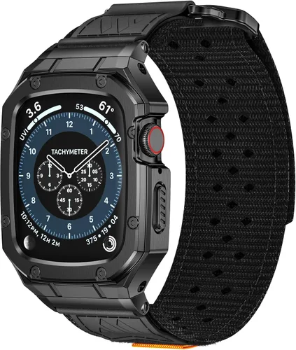 Miniatura 9 de BAITEYOU Correa de acero inoxidable con estuche compatible con Apple Watch Ultra 3 2 1 de 49 mm, correa resistente con cubierta protectora de metal