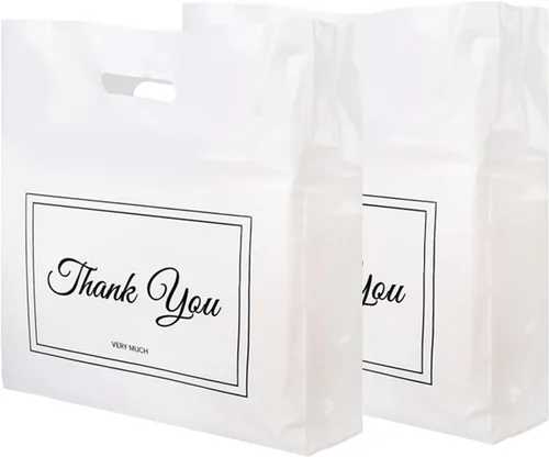 Miniatura 8 de 100 bolsas de agradecimiento de plástico de 12 x 15 pulgadas para pequeñas empresas, para tiendas, boutiques, fiestas, regalos, ropa y más, bolsas