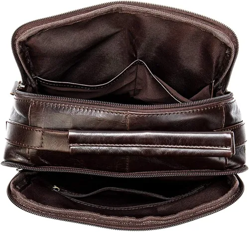 Miniatura 6 de Bolso de hombro pequeño de cuero para hombres y mujeres, para viajes al aire libre, negocios