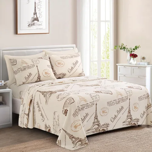 Miniatura 33 de Marina Decoration Ropa de cama ultra suave y sedosa con bolsillo profundo, rayón derivado de bambú para todas las estaciones, juego de sábanas de 6