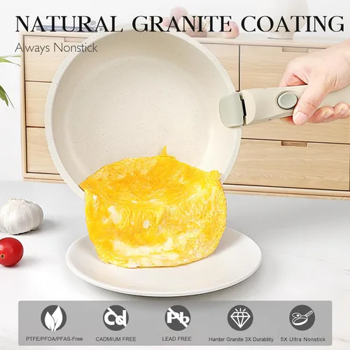 Miniatura 59 de GiPP Juego de ollas y sartenes de cerámica antiadherentes, antiadherentes con mango desmontable, saludable y no tóxico, sin PFAS PFOA y PTFE, apto