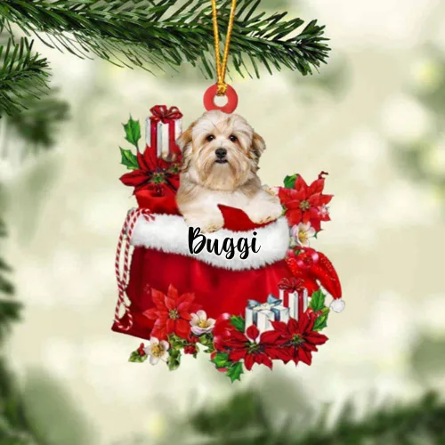 Miniatura 76 de Perro Akita Inu personalizado en bolsa de regalo, adorno de Navidad, nombre personalizado, regalo para amantes de los perros, familia, Navidad