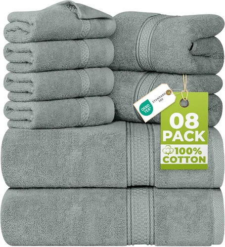 Miniatura 29 de Utopia Towels - Juego de toallas de 8 piezas, 2 toallas de baño, 2 toallas de mano y 4 para la cara, 100% algodón hilado en anillo, 600 GSM, Beige