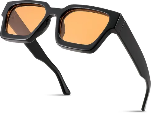 Miniatura 121 de FEISEDY Gafas de sol cuadradas retro de los años 90 para mujeres y hombres, gafas de sol rectangulares gruesas de moda con protección UV400 B2385