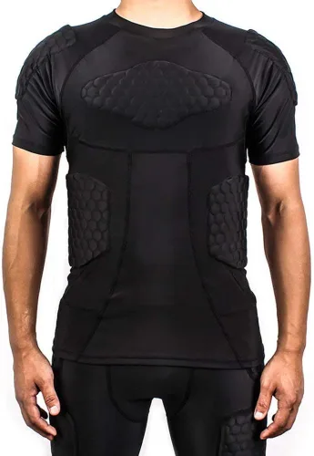 Miniatura 4 de TOUYR - Camiseta de compresión acolchada y pantalones para hombre, chaleco de entrenamiento sin mangas, camiseta y pantalón corto, costillas