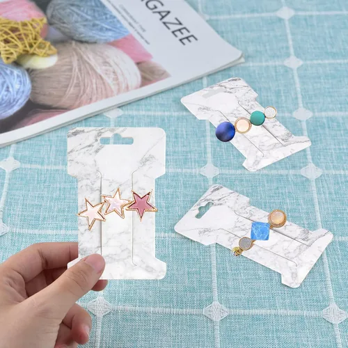 Miniatura 3 de 300 tarjetas de exhibición de pinzas para el cabello, pasadores para el cabello, soporte de exhibición de joyas, cartón de papel rectangular