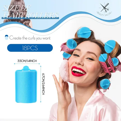 Miniatura 2 de Geyoga 18 rodillos de esponja para el cabello, rizadores grandes de espuma suave, rizadores de peluquería de gran tamaño para mujeres