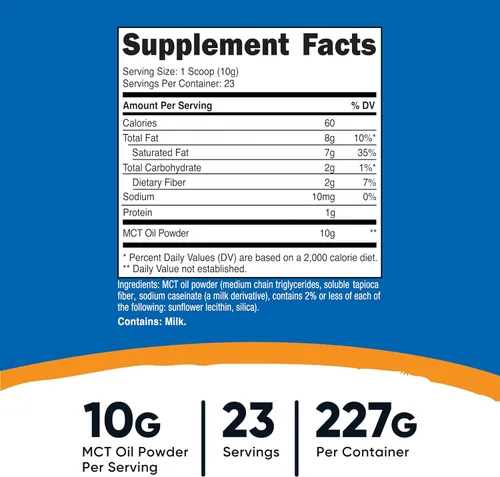 Miniatura 2 de Nutricost Aceite en polvo MCT de alta calidad de 0.5 libras, lo mejor para dietas cetogénicas, cetosis y cetogénicas, cero carbohidratos netos, sin