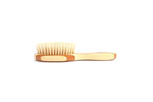 Miniatura 3 de Bass Cepillos Cepillo para bebé Cerda natural suave Mango de bambú puro Óvalo extra pequeño Acabado a rayas Modelo BB1 - SB