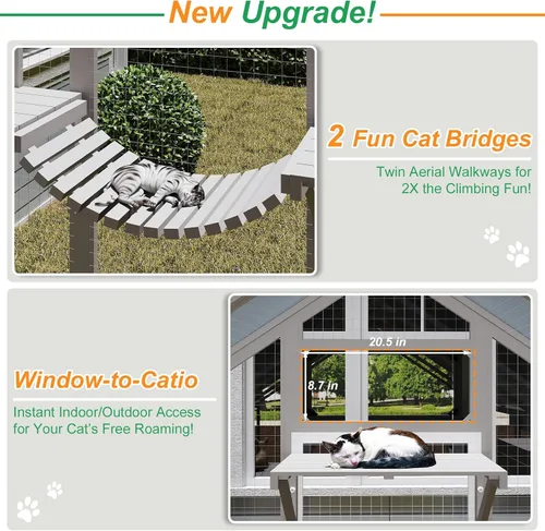 Miniatura 3 de Catio Recinto Extra Grande para Gatos al Aire Libre Impermeable, Casa para Mascotas al Aire Libre con Acceso Peatonal para Múltiples Gatos, Jaula