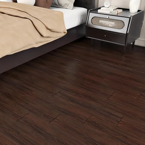 Miniatura 9 de Wallercity Pisos de Vinilo de 6"x36" 4 Piezas Baldosas de Piso Despegar y Pegar Baldosa de Piso para Baño Marrón Oscuro Veta de Madera Tablón