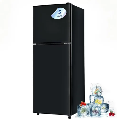 Miniatura 9 de Refrigerador dormitorio con congelador, refrigerador pequeño de 3.45 pies cúbicos con congelador para apartamento, temperatura ajustable de 7