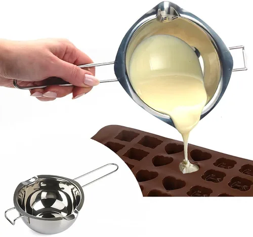 Miniatura 6 de Olla universal de acero inoxidable 18/8, inserto de doble caldera, boquillas dobles, mango resistente al calor, fondo plano, mantequilla derretida