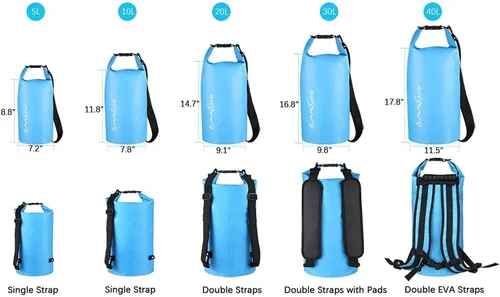 Miniatura 2 de OMGear - Bolsa seca impermeable y bolsa para teléfono, bolsa flotante de 40L/30L/20L/10L/5L para kayak, navegación, actividades al aire libre