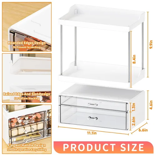 Miniatura 3 de Yieach Organizador de maquillaje acrílico, organizador grande para el cuidado de la piel para tocador, organizador de plástico para encimera de baño