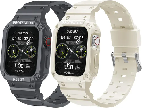 Miniatura 7 de [2 Pack] Correa con Funda Compatible para Apple Watch 45mm 44mm 42mm iWatch Series 8 7 SE 6 5 4 3 2 1 Correa, Correa Deportiva para Hombre Mujer