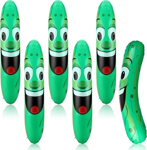 Sratte 6 unidades de 32 pulgadas gigantes inflables de pepinillo para piscina, pepino, decoración de pepino, regalos para verano, natación, playa,