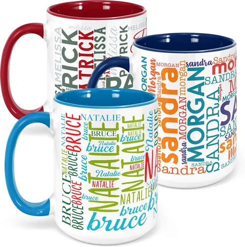 Miniatura 10 de Tazas de café personalizadas con arte de nube de palabras, 12 colores y 9 fuentes artísticas, 11 onzas. Regalos personalizados para parejas, hombres