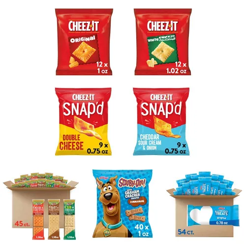 Kellogg's - Caja de aperitivos a granel, paquete variado de galletas Cheez-It (42 bolsas), paquete surtido de galletas Keebler (45 unidades),