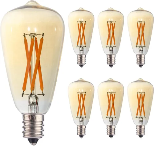 Paquete de 6 bombillas LED Edison ST38 E12 vintage LED Edison equivalente a 40 W, 10000 horas, 4 W, 2200 K, bombillas de repuesto para lámpara de