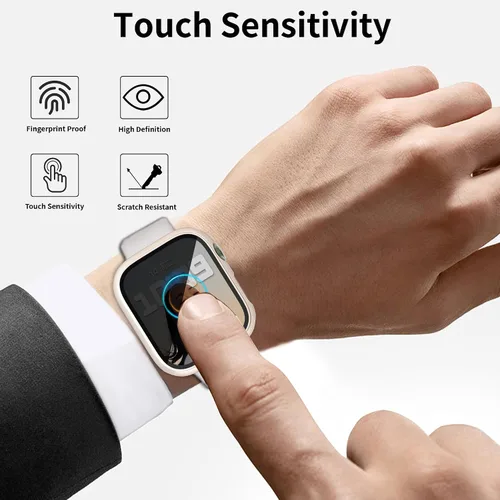 Miniatura 5 de 4 fundas rígidas de policarbonato compatibles con Apple Watch Series 7/8/9 de 1.614 pulgadas con protector de pantalla de cristal, protector Oro