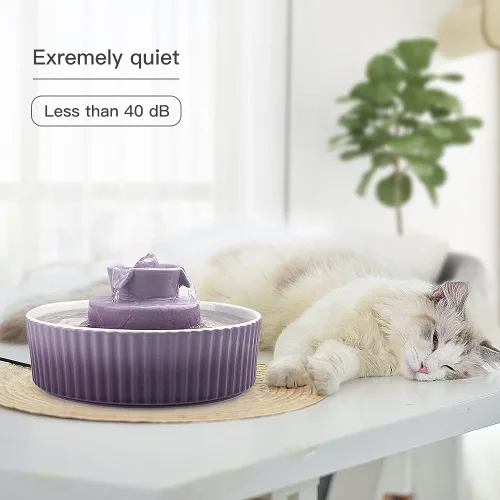 Miniatura 5 de Fuente de agua para gatos: Fuente de agua para mascotas Cepheus - Fuente de agua automática para gatos y perros con bomba ultra silenciosa (morado)