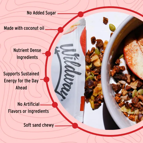 Miniatura 5 de Wildway Granola Keto con ingredientes orgánicos, manzana y canela, cereales sin granos, sin gluten, vegana, baja en carbohidratos y sin azúcar