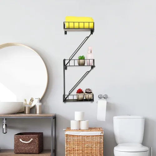 Miniatura 7 de Zonon Estante de pared de escape de incendios, estantes de escalera de metal, decoración de pared, estantes flotantes, estante de figura de acción
