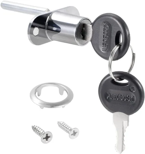 Miniatura 2 de uxcell Cerradura de émbolo del gabinete del armario del escritorio del cajón, diámetro del cilindro de 5/8" longitud del cilindro 13/16", acabado