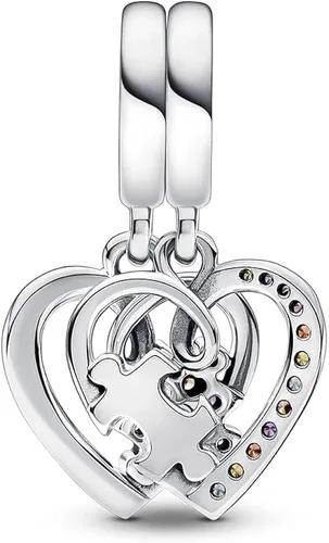 Miniatura 2 de PANDORA 792239C01 - Rompecabezas de corazones dividibles, Gema, Circonita cúbica