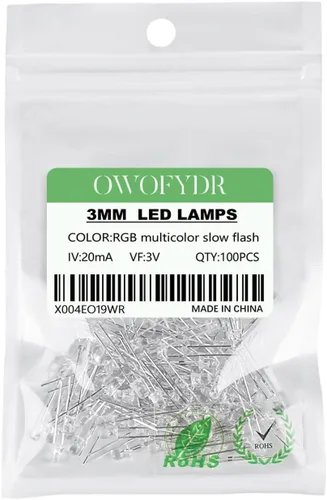 Miniatura 21 de 100 lámpara LED de diodo de luz blanca cálida de 5mm (Lente Transparente Redonda DC 3V 20mA) Bombilla de iluminación, componente electrónico, luz