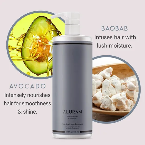 Miniatura 4 de ALURAM Champú hidratante de agua de coco para hombres y mujeres, hidratación limpia y brillo para cabello texturizado medio a grueso, 33.8 onzas