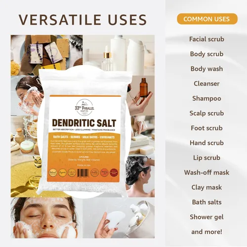 Miniatura 2 de DENDRITIC - Sal (1 libra/16 oz) de grano fino prémium para sales de baño, exfoliantes, exfoliantes, baños de leche y más Tamaños de 1 a 5 libras