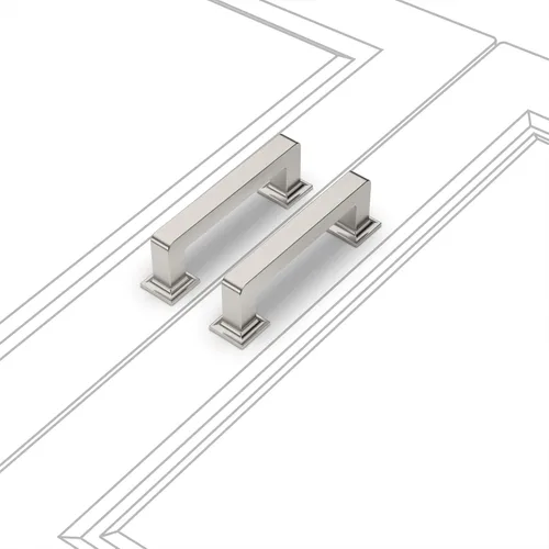 Miniatura 2 de Paquete de 10 manijas de gabinete de cocina de 3 pulgadas (2.992 in) de níquel satinado cepillado, tiradores de gabinete de cocina, tiradores