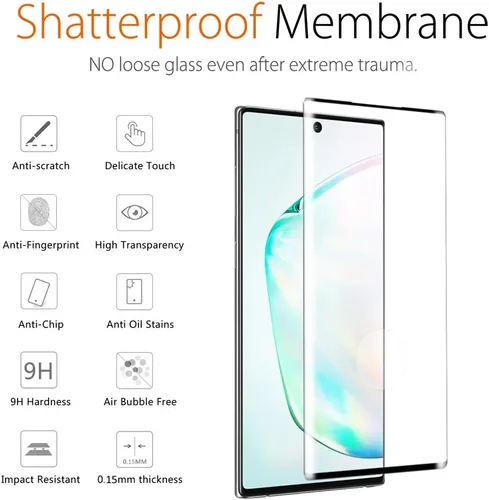 Miniatura 5 de Samsung Galaxy Note 10 Protector de pantalla de vidrio templado para Galaxy Note 10 [Curvo 3D] [Reconocimiento de huellas dactilares] Protector