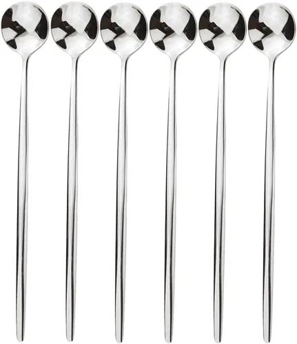 Miniatura 11 de Cubertería de acero inoxidable 304 de cobre de mango largo Cucharas de té de helado Cucharas de mezcla Vajilla Vajilla Servicio de cocina Juego