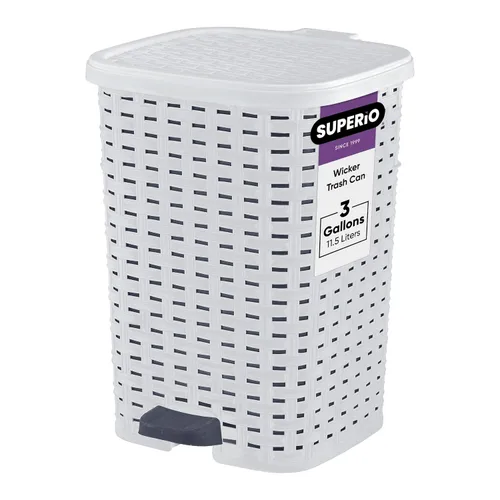 Superio - Cubo de basura pequeño para exterior con tapa para excremento de perro de 3 galones/12 L, mini cubo de basura de plástico con pedal de pie