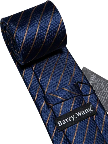 Miniatura 94 de Barry.Wang Juego de corbatas para hombre, corbata de seda a rayas, tejido a cuadros, gemelos formales, negocios, boda