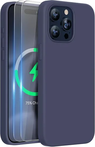 Miniatura 179 de Miracase Funda diseñada para iPhone 13, con protector de pantalla de vidrio templado, forro de microfibra suave antiarañazos, funda de goma