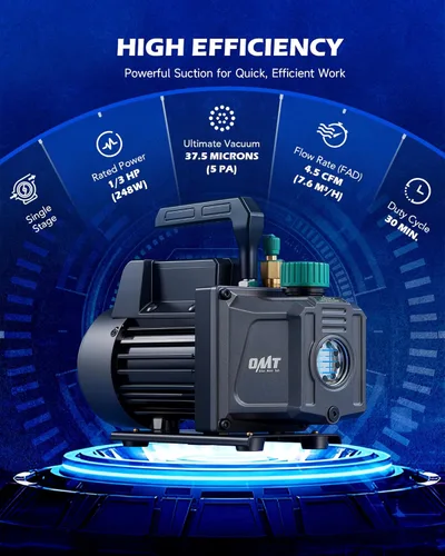 Miniatura 4 de Orion Motor Tech - Bomba de vacío de AC y juego de medidores, bomba de vacío de 1/3 hp, kit de manómetro de 4.5 cfm con detector de fugas, 4