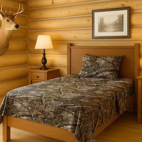 Juego de sábanas de 3 piezas de Northwest Realtree, tamaño individual, 1 sábana bajera, 1 sábana encimera, 1 funda de almohada, ropa de cama Apx