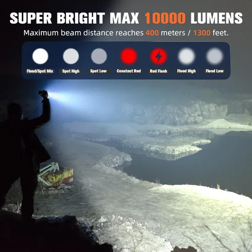 Miniatura 2 de FORTO Foco recargable de 10,000 lúmenes, linterna impermeable IPX7 ultra brillante, foco de barco con estuche de transporte EVA, 7 modos de luz