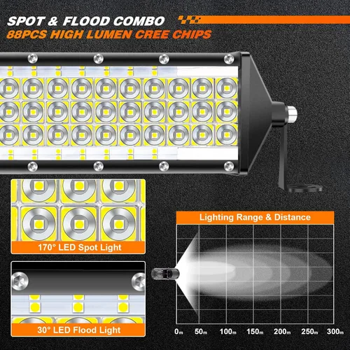 Miniatura 2 de Zmoon - Barra de luz LED de 12 pulgadas, 264 W, 5 filas 26400 lm, combo para trabajo, conducción fuera de carretera, puntos inundación, luces