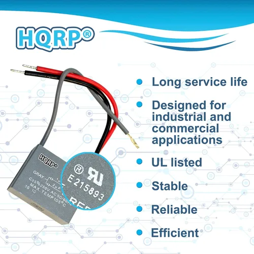 Miniatura 2 de HQRP Condensador compatible con ventilador de techo Hampton Bay 4.5uf+5uf+6uf de 5 cables CBB61 UL listado