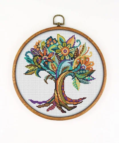 Mandala Tree of Life K256 Kit de punto de cruz contado #2. Hilos, agujas, tela, cortaúñas, enhebrador de agujas y patrón impreso en el interior. Kit