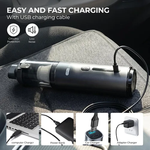 Miniatura 6 de Aspiradora de mano, EV1396 inalámbrica de 100 W, 16000 Pa, fuerte succión con tiempo de funcionamiento de 14 a 24 minutos, diseño de boquilla