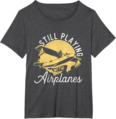 Miniatura 26 de Still Playing With Airplanes - Camiseta de control remoto RC Avión Piloto, Negro