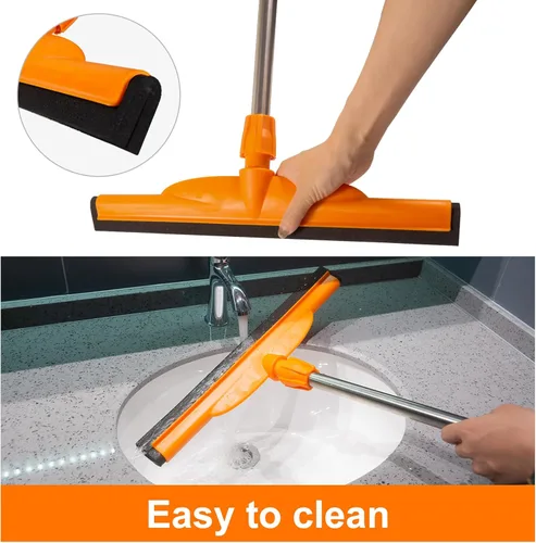 Miniatura 7 de ITTAR Escobilla de suelo resistente, mango ajustable de 62 pulgadas, hoja de espuma EVA, ideal para hormigón, garaje, patio y más