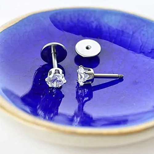Miniatura 2 de Aretes ComfyEarrings con tuerca y cristales CZ de 0.15 pulgadas